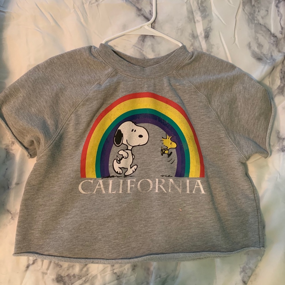 Cropped short sleeves sweatshirt with Snoopy